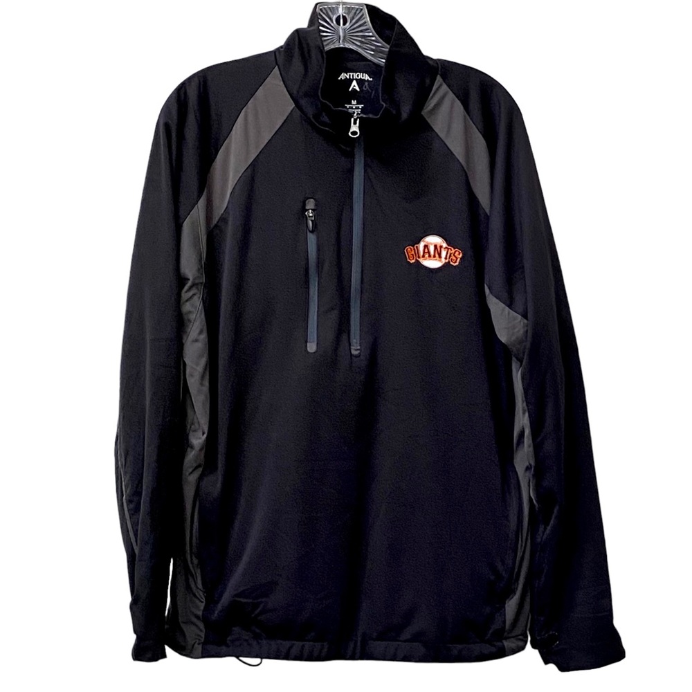 Antigua SF Giants Baseball Black Gray Pullover Half Zip Jacket Mens size M